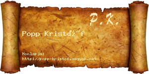 Popp Kristóf névjegykártya